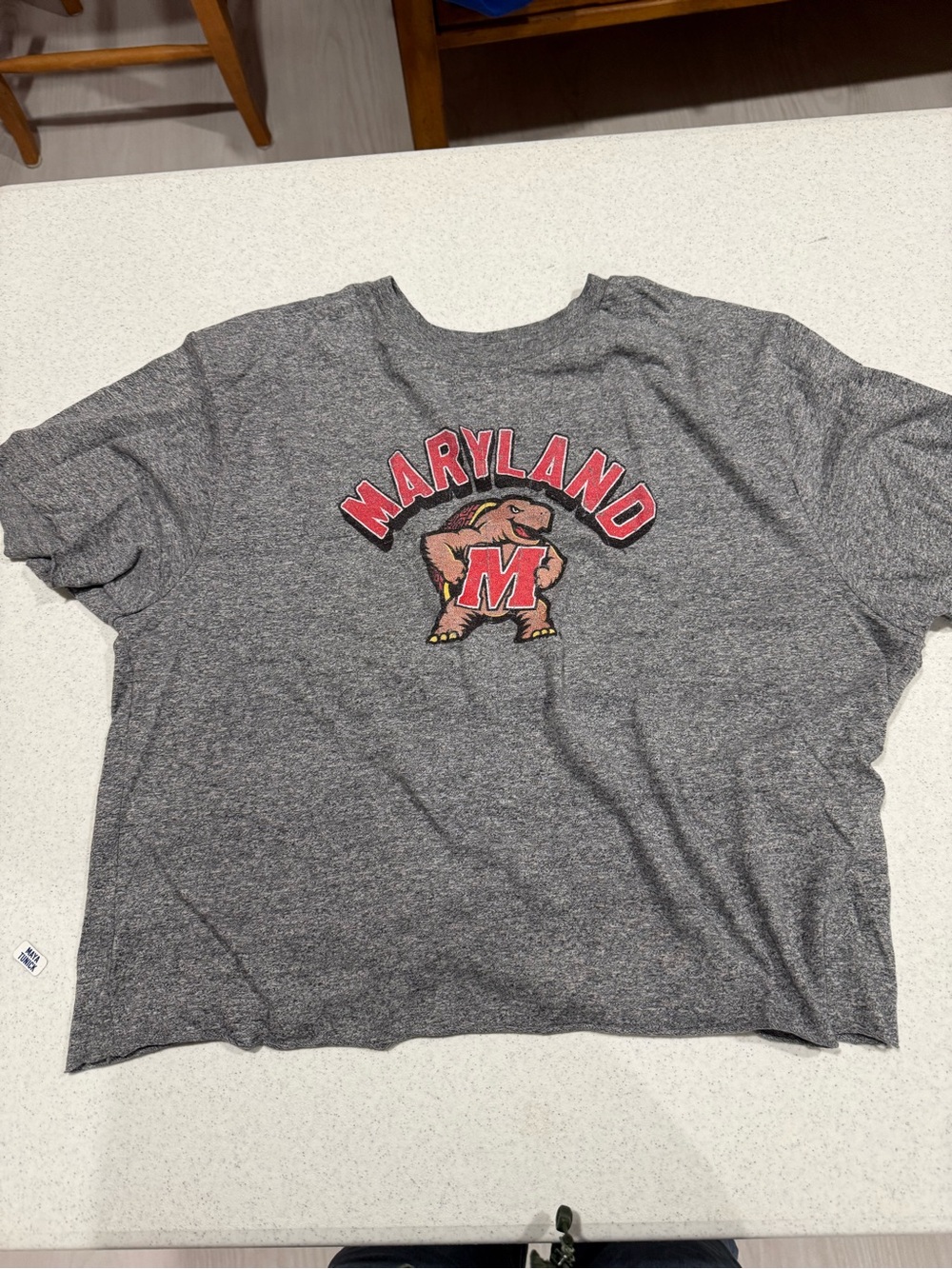 Original Retro Brand Gray Short Sleeve Tee with Red Maryland Terrapin Graphic